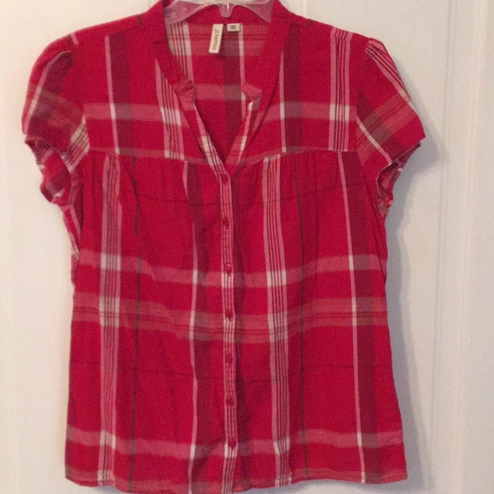 Red Plaid Size L blouse